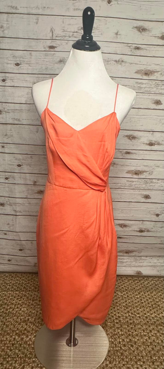 Banana Republic orange faux wrap spaghetti strap cocktail dress Size 6
