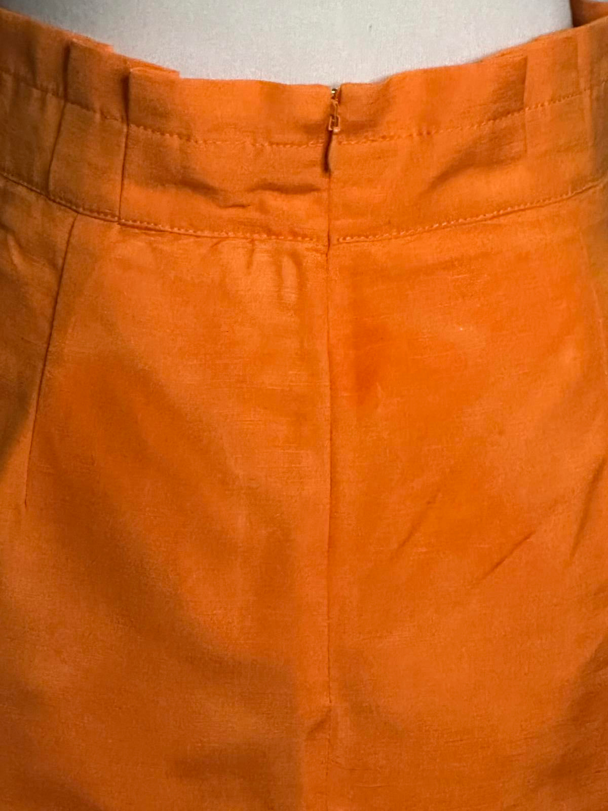 Ann Taylor office siren orange linen-blend paperbag pencil skirt Size 8P