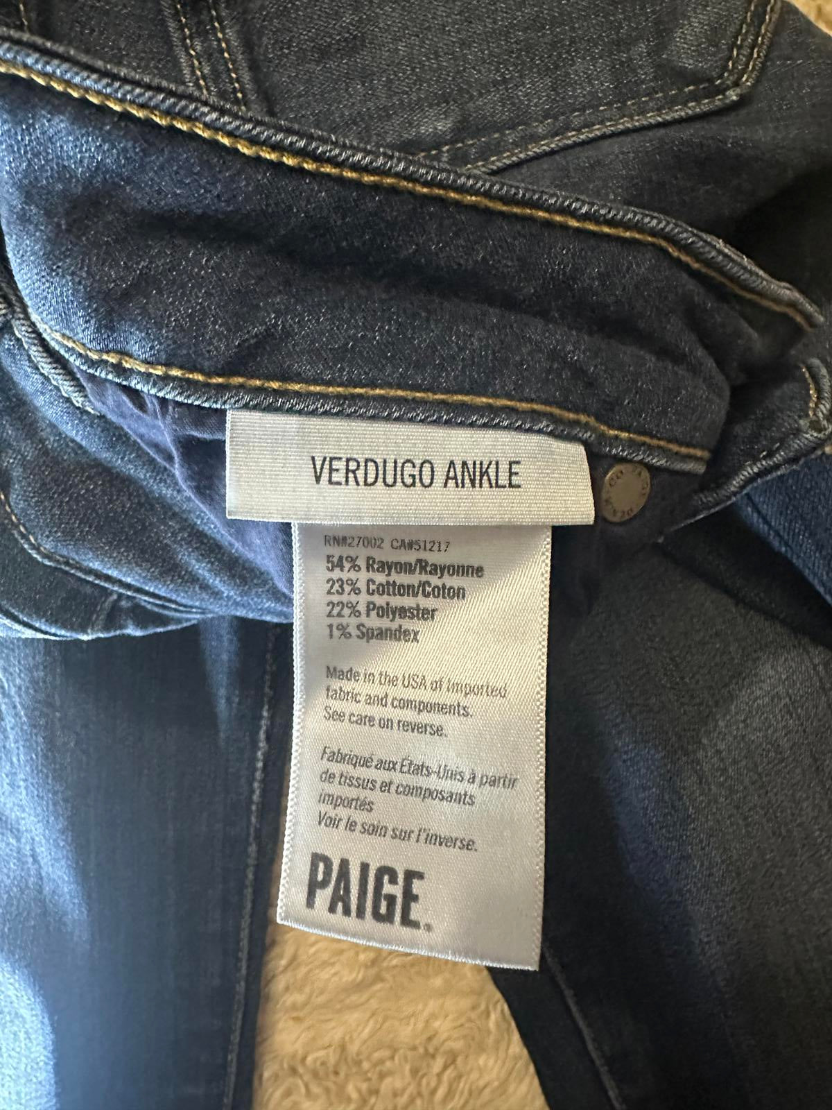 Paige 'Verdugo Ankle' medium wash low-rise skinny denim jeans Size 26