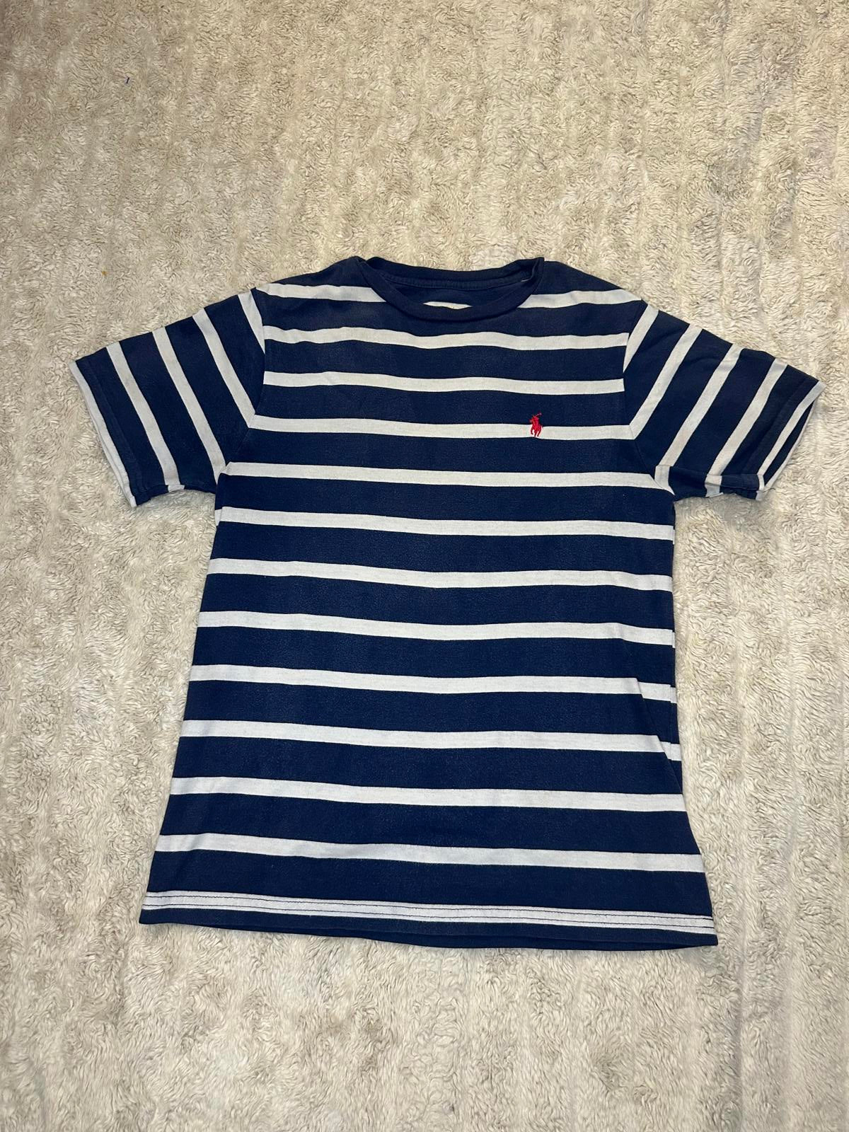 Polo Ralph Lauren classic navy/white striped short-sleeve t-shirt Size M(10-12)