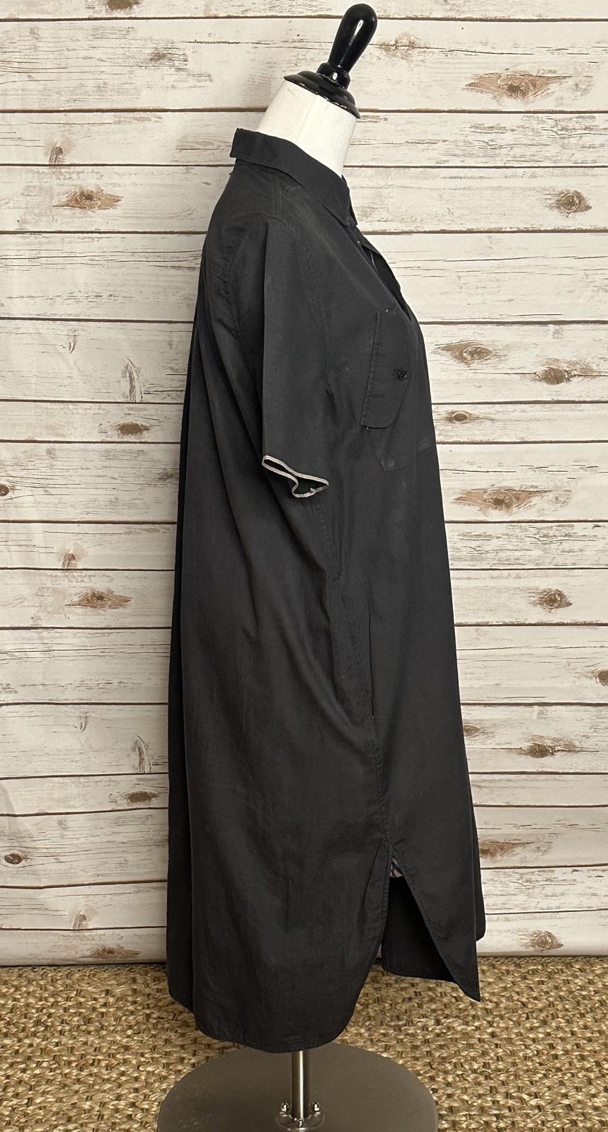 Billy Reid black minimalist lagenlook cotton popover midi shirt dress Size XS