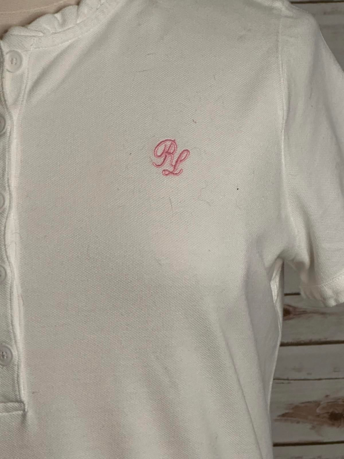 Vtg Polo Jeans Co white cotton short-sleeve ruffled collar polo shirt Size XL