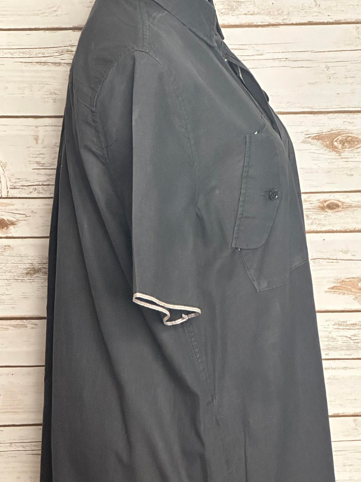 Billy Reid black minimalist lagenlook cotton popover midi shirt dress Size XS