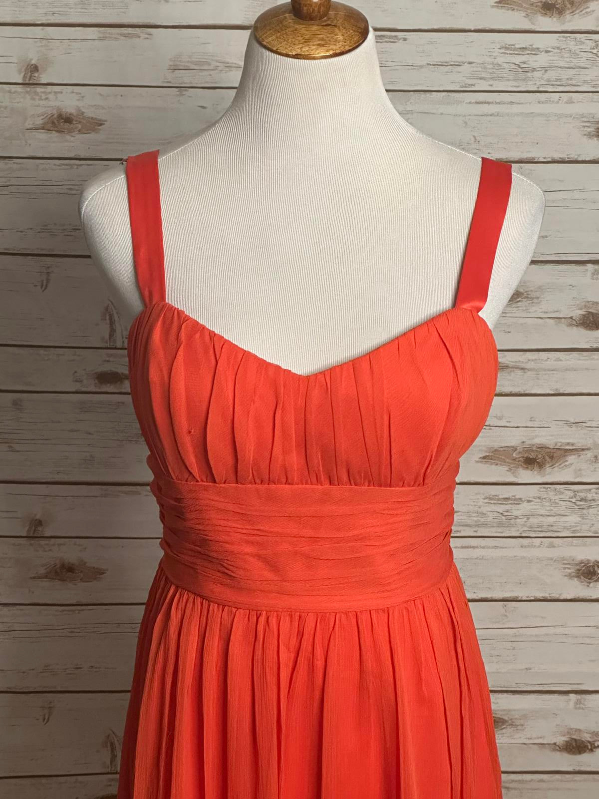 Tahari orange coquette silk gauzy chiffon A-line cocktail dress Size 12