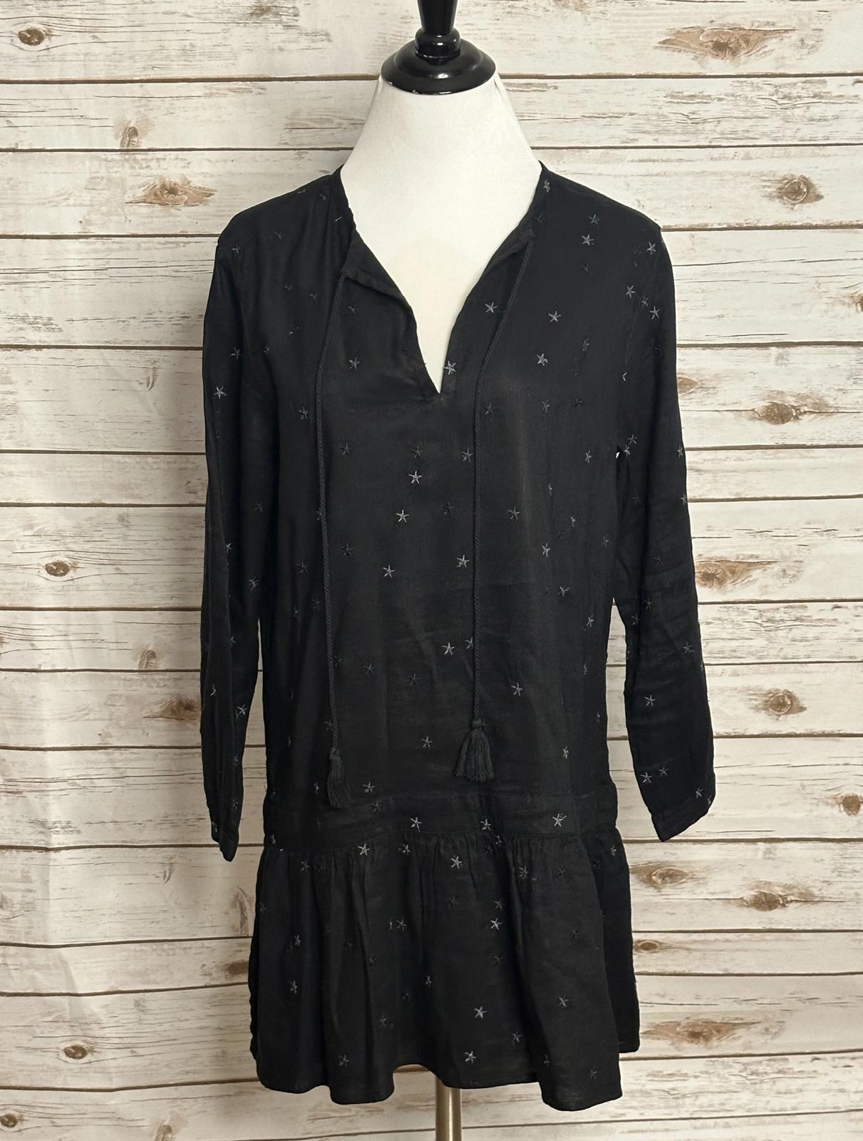 Rails 'Lydia' linen-blend embroidered drop waist ruffle hem mini dress Size XS