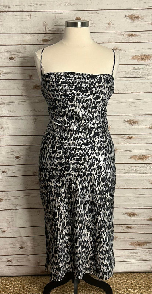Express monochromatic metallic abstract satin cowl neck midi slip dress Size XL