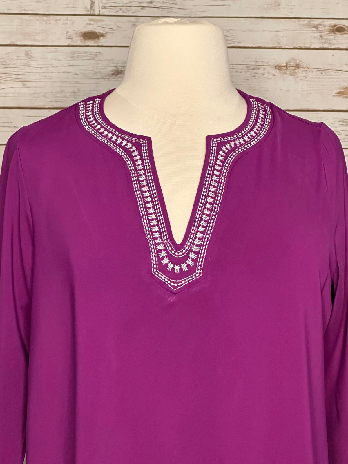 Lands' End purple embroidered V-neck tunic Size 1X