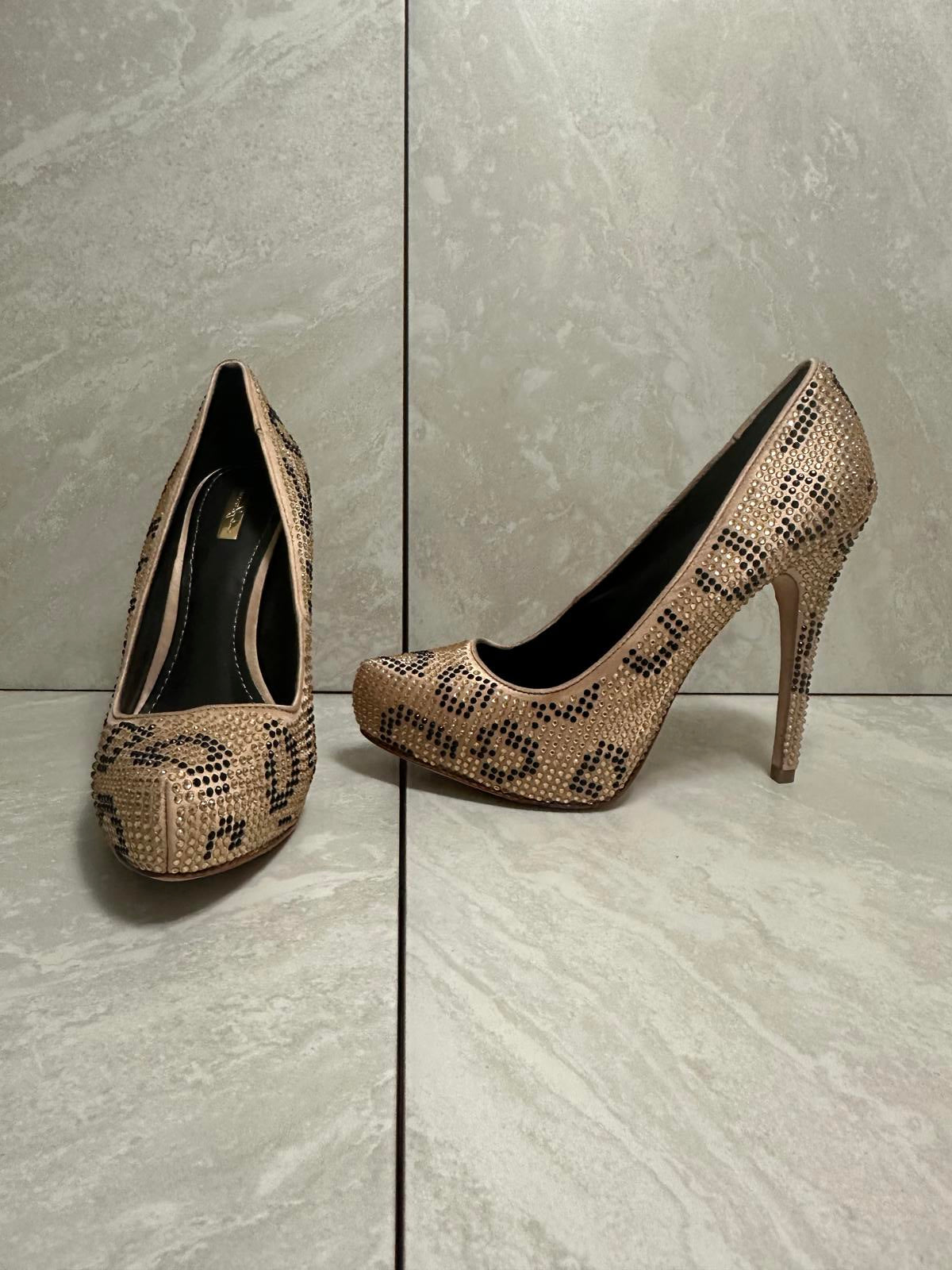 Report Signature 'Parker' rhinestone leopard print platform stilettos Size 8.5