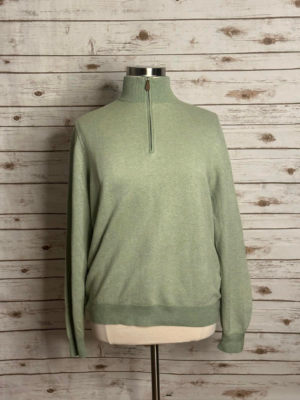 Brooks Brothers cotton/linen mock neck 1/4 zip long sleeve sweater Size Large