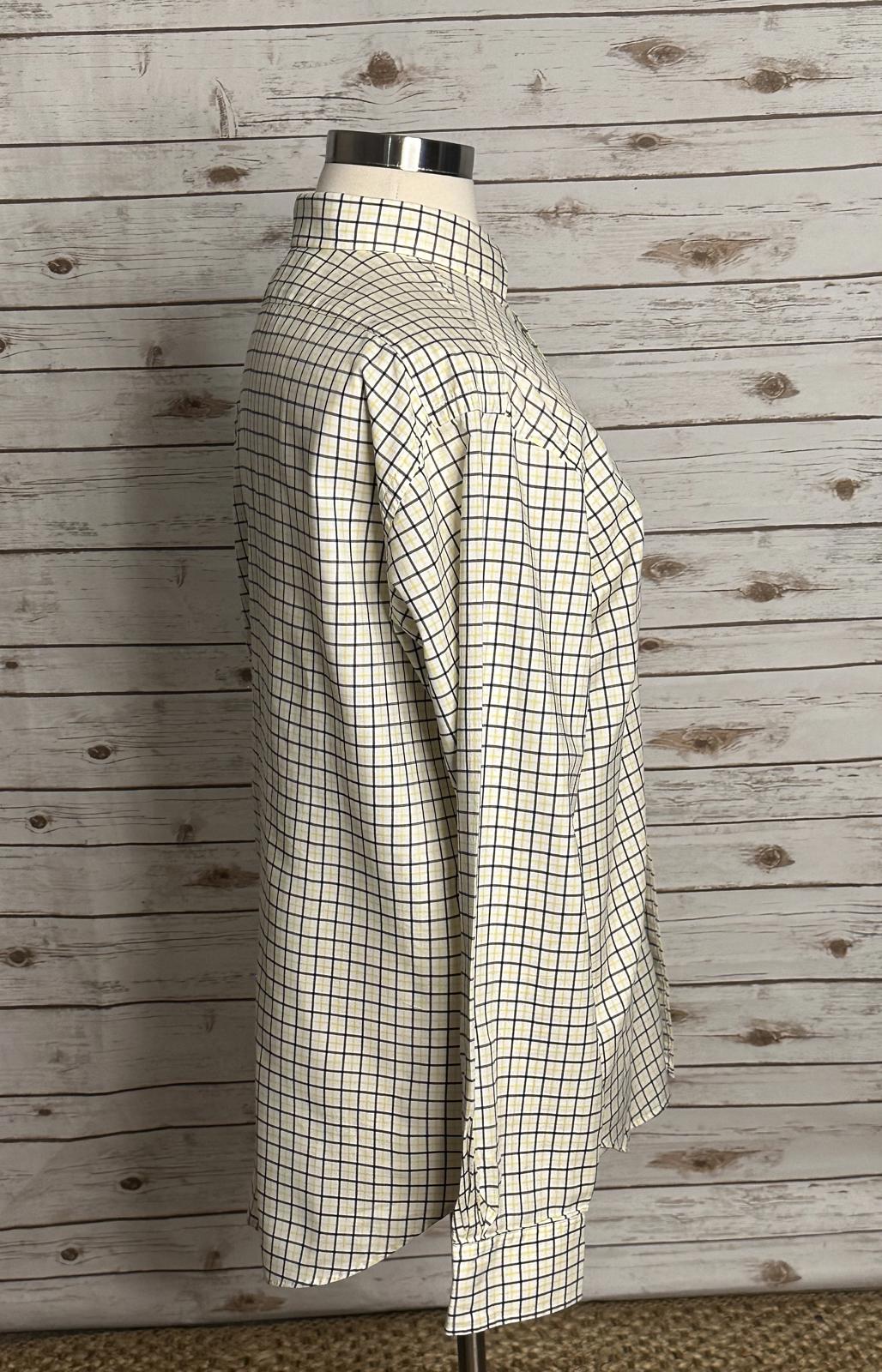 Polo by Ralph Lauren cotton white/navy/yellow plaid button-up shirt Size XL