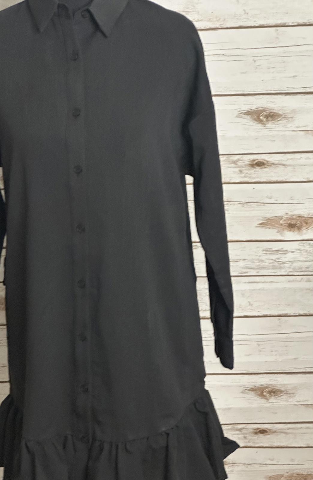 Fashion Nova black ruffled up mini shirt dress Size XS
