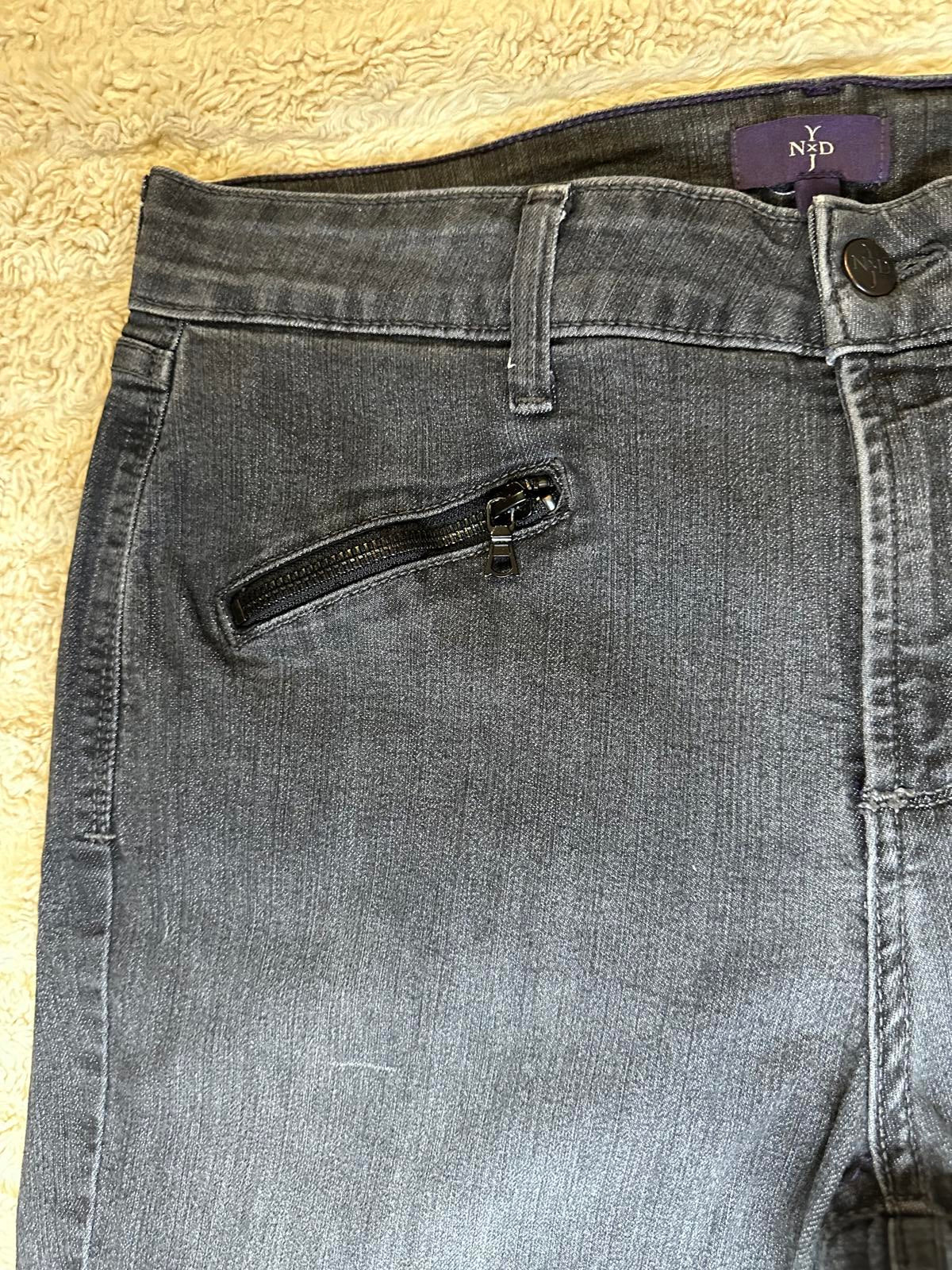NYDJ grey Super Skinny zippered pocket jeans Size 10