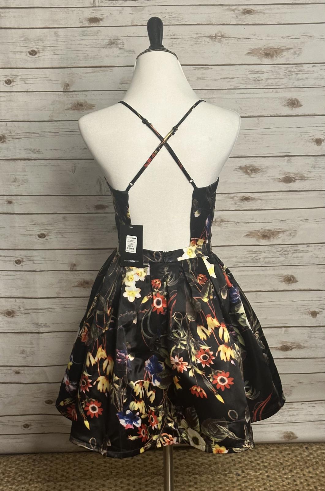 Fashion Nova 'All Puffed Up' satin floral mini cocktail dress Size Small