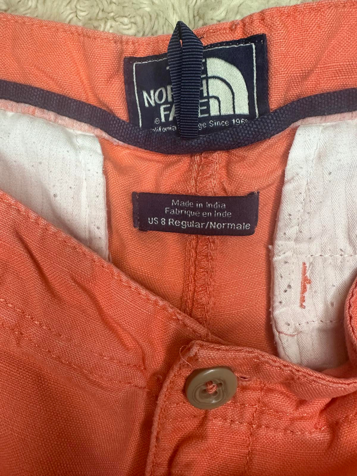 The North Face casual orange cotton/linen chino shorts Size 8