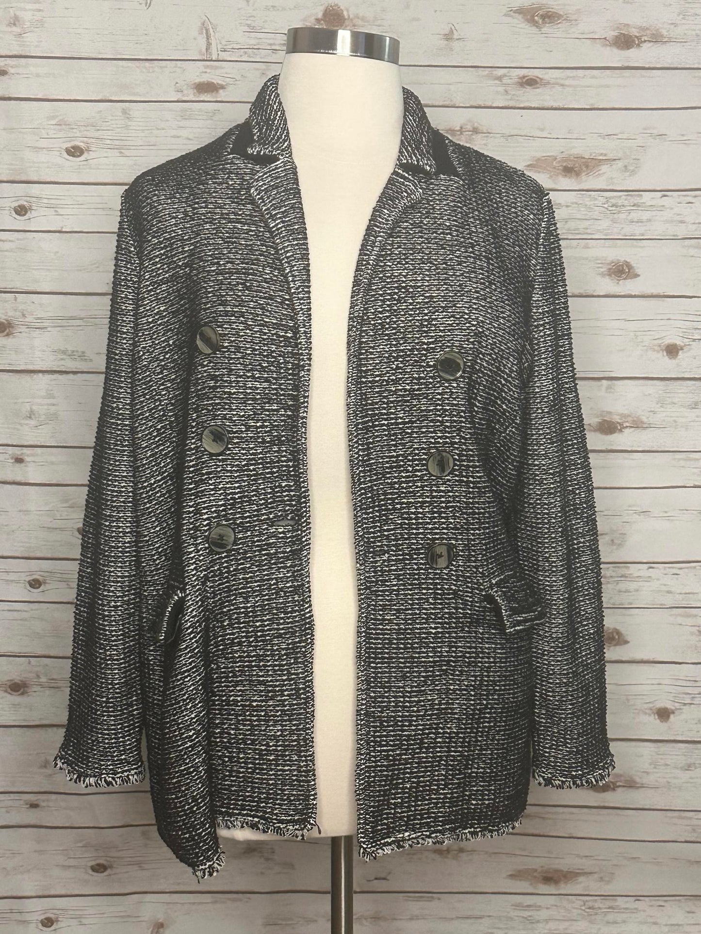 Chico's double-breasted notch collar sweater jacket Size XL