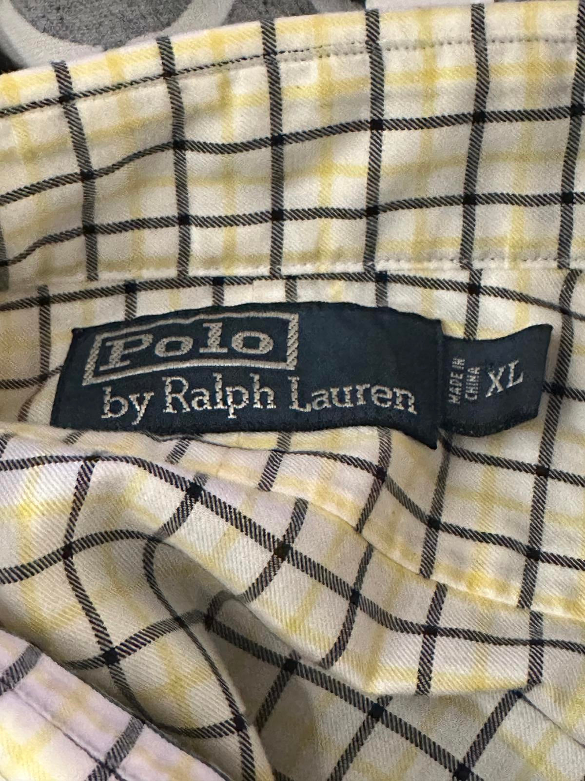 Polo by Ralph Lauren cotton white/navy/yellow plaid button-up shirt Size XL