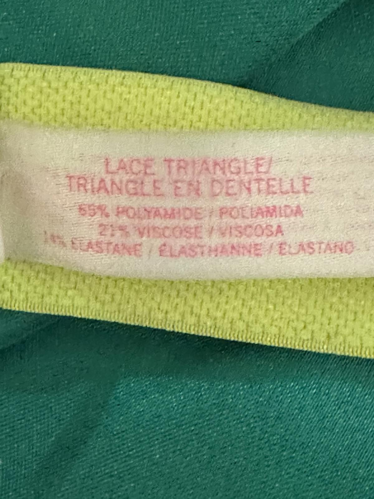 PINK Victoria's Secret mint green/neon yellow lace triangle bralette Size Medium
