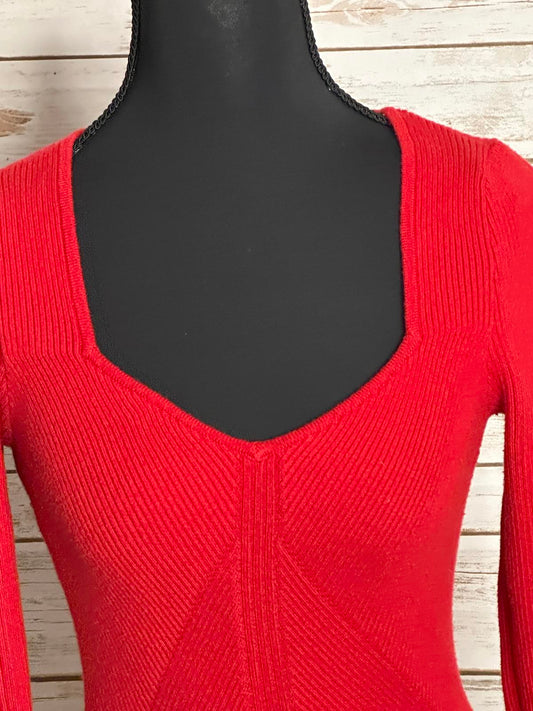 Abercrombie & Fitch red long sleeve ribbed knit bodysuit Size Small