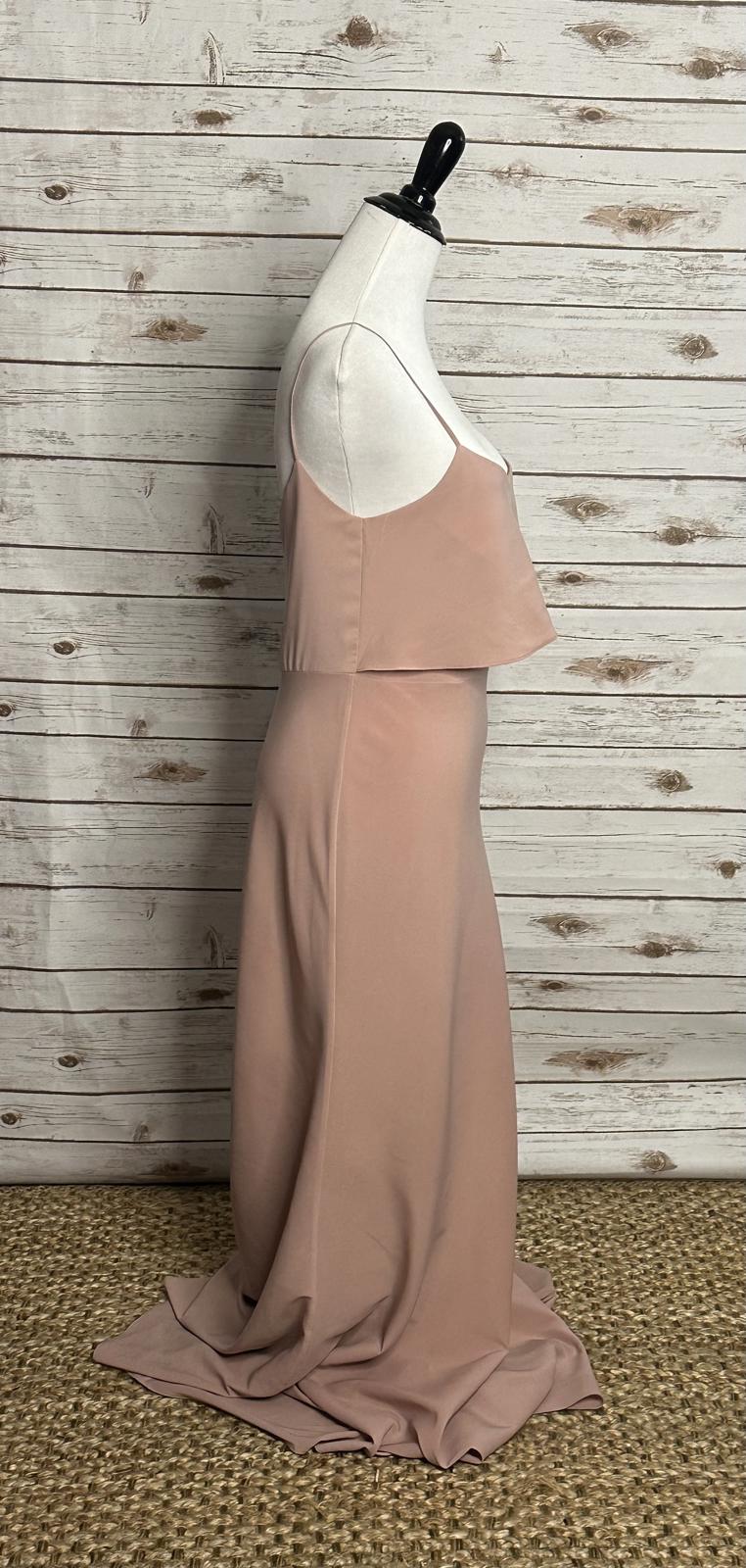 Jenny Yoo buff 'Blake' spaghetti strap flutter top formal evening dress Size 4