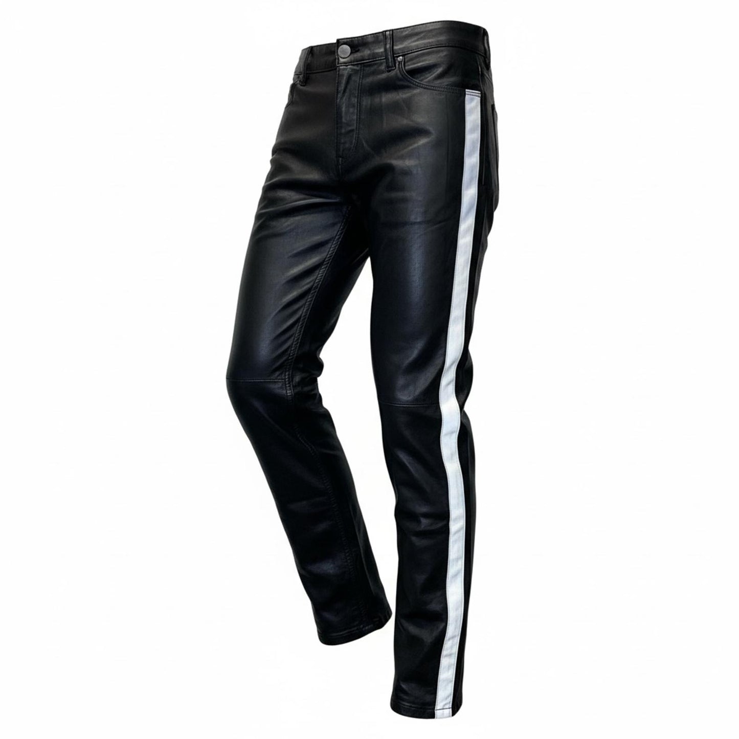 ASOS black/white striped faux leather striped motorcycle racing pants Size 30x30