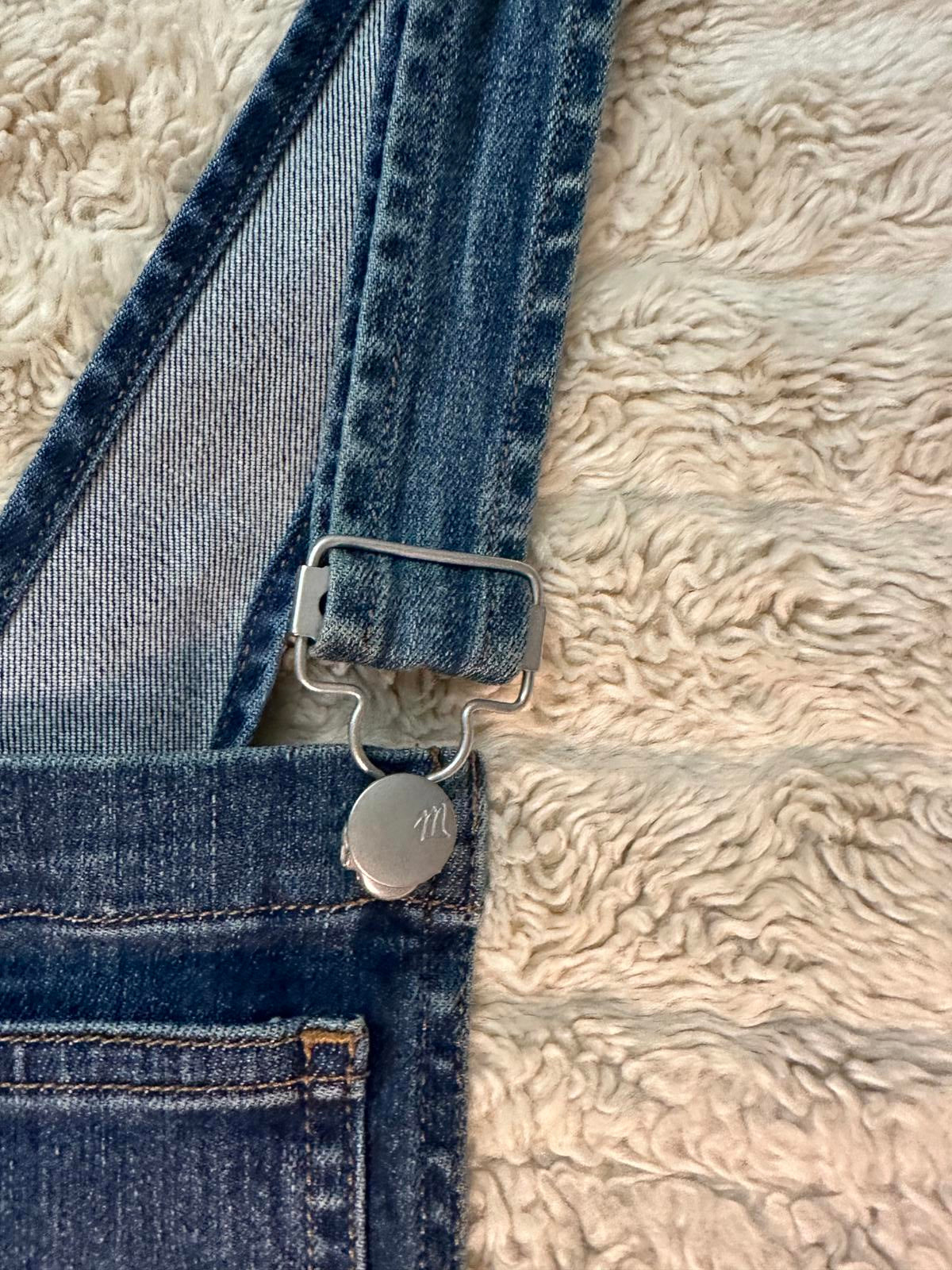 Madewell classic medium wash skinny frayed hem denim overalls Size XXS