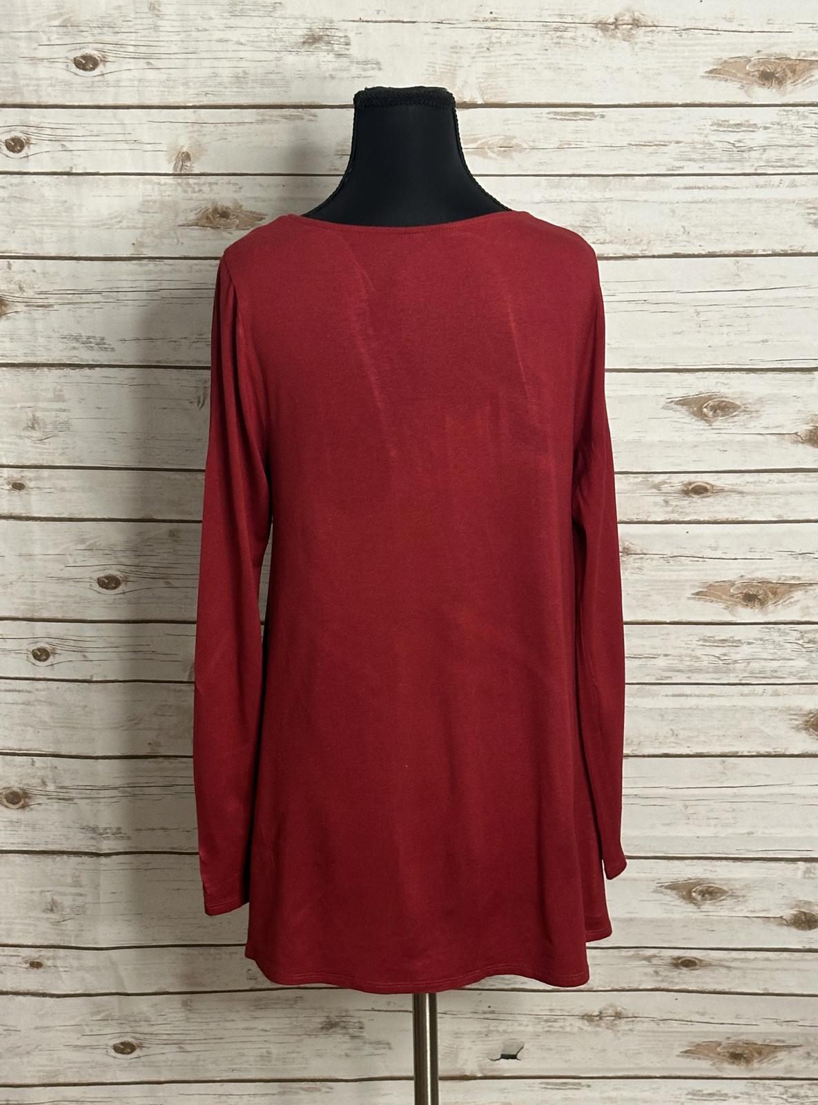 Soft Surroundings casual red jersey knit scoop neck long sleeve tunic Size Small