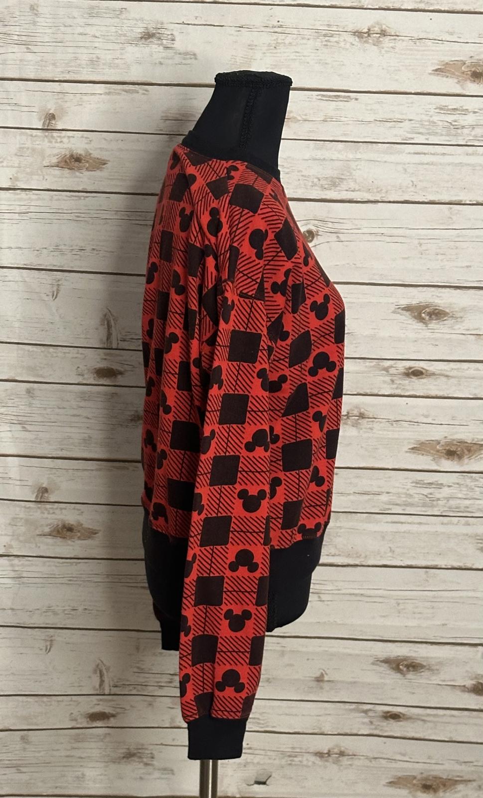 Disney Mickey Mouse casual athleisure red/black plaid sweatshirt Size XS