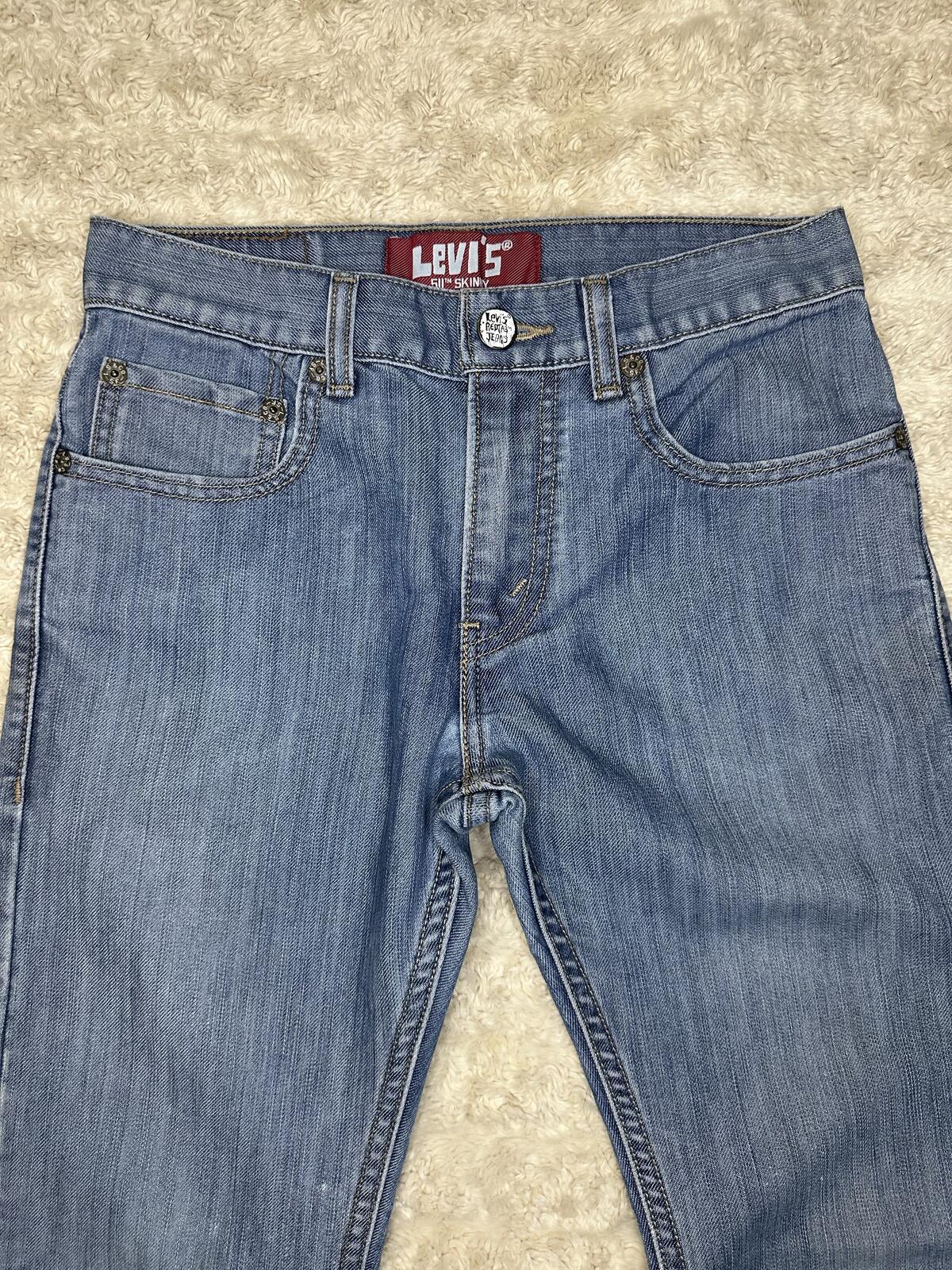 Levi's 511 Skinny light wash denim jeans Size 14Reg 27x27 vintage style unisex