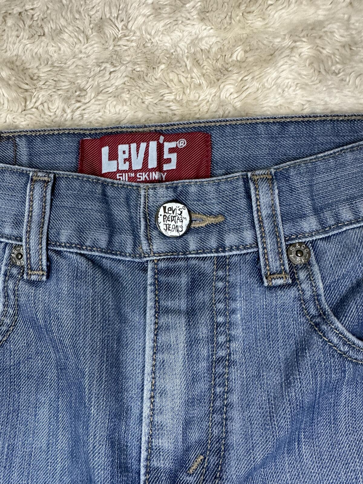 Levi's 511 Skinny light wash denim jeans Size 14Reg 27x27 vintage style unisex