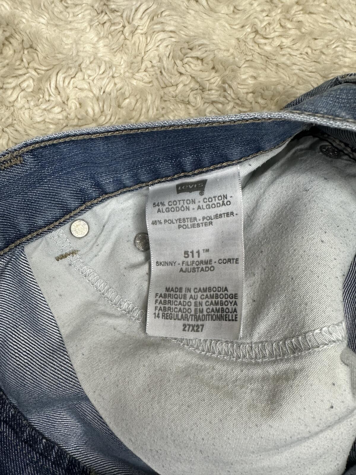 Levi's 511 Skinny light wash denim jeans Size 14Reg 27x27 vintage style unisex