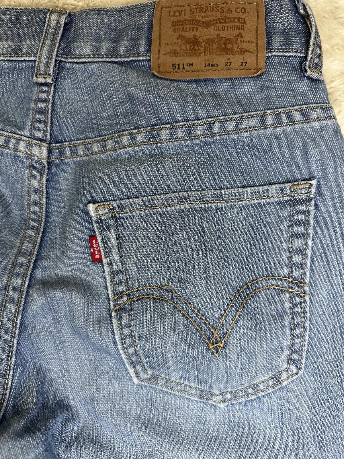 Levi's 511 Skinny light wash denim jeans Size 14Reg 27x27 vintage style unisex