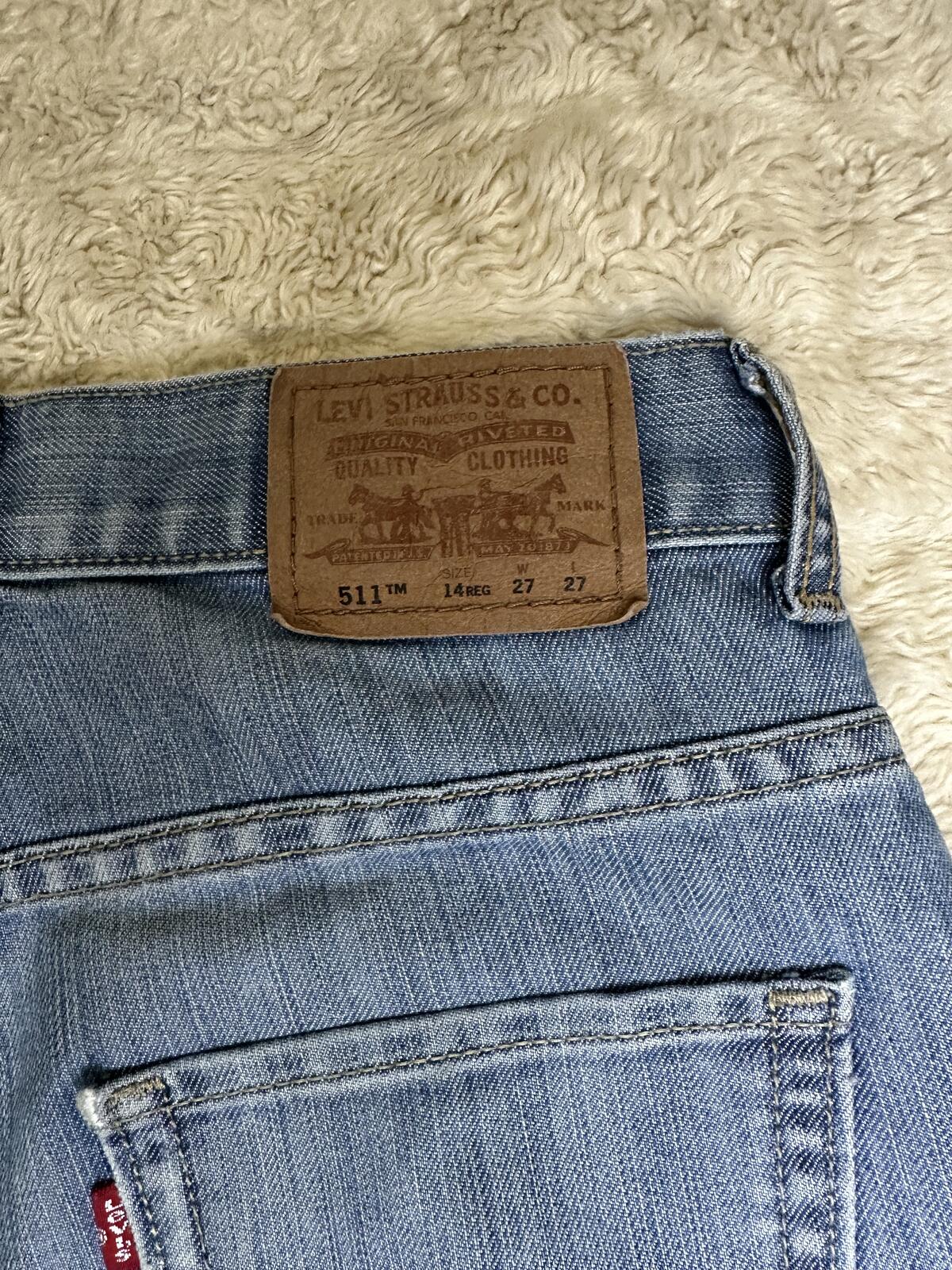 Levi's 511 Skinny light wash denim jeans Size 14Reg 27x27 vintage style unisex