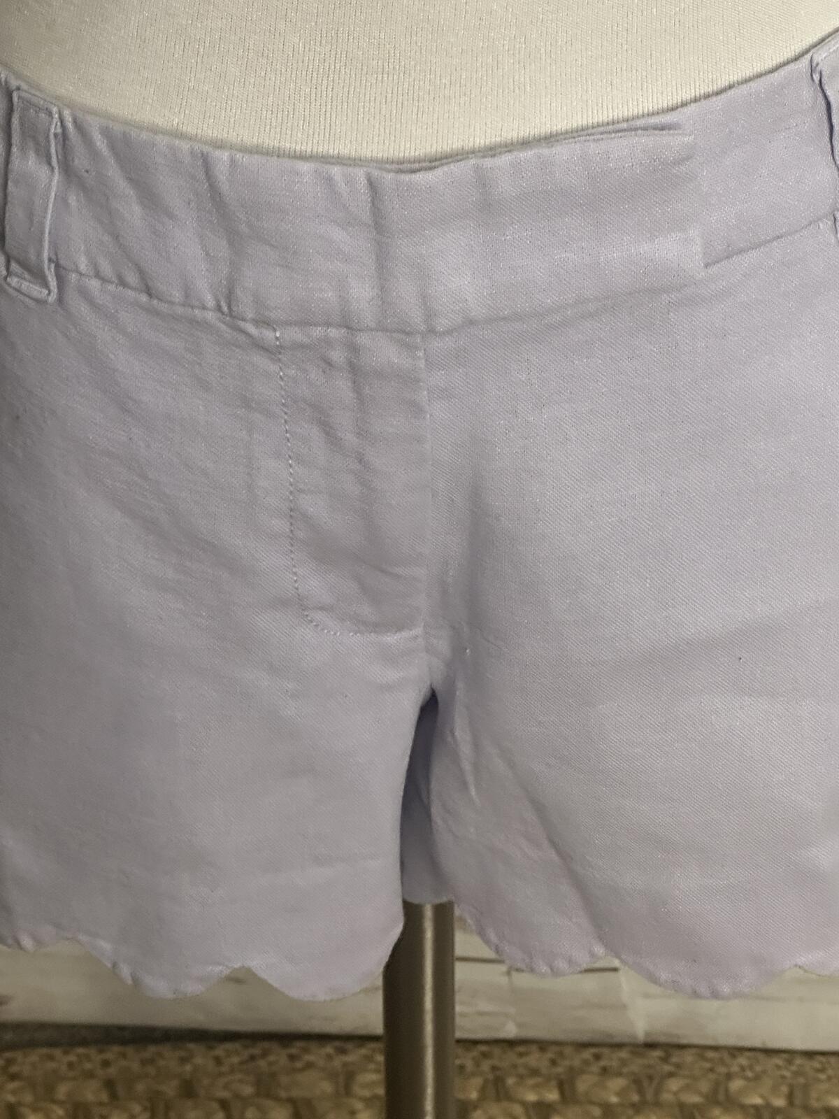 J.Crew lilac linen-cotton scalloped hem shorts Size 4 classic preppy tailored