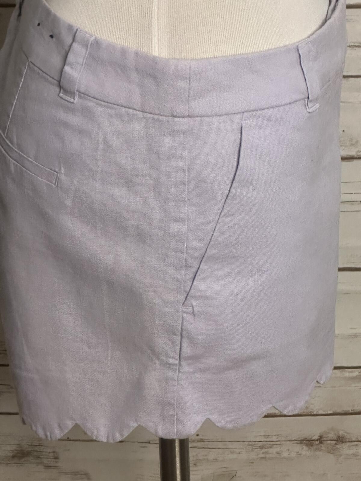 J.Crew lilac linen-cotton scalloped hem shorts Size 4 classic preppy tailored