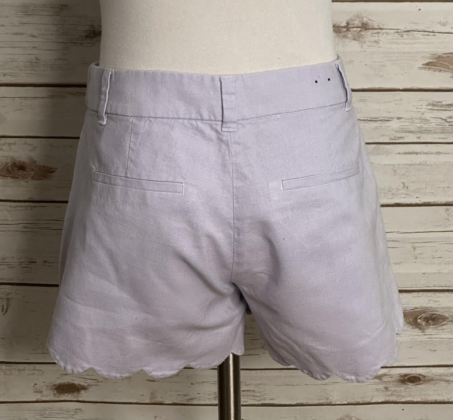 J.Crew lilac linen-cotton scalloped hem shorts Size 4 classic preppy tailored
