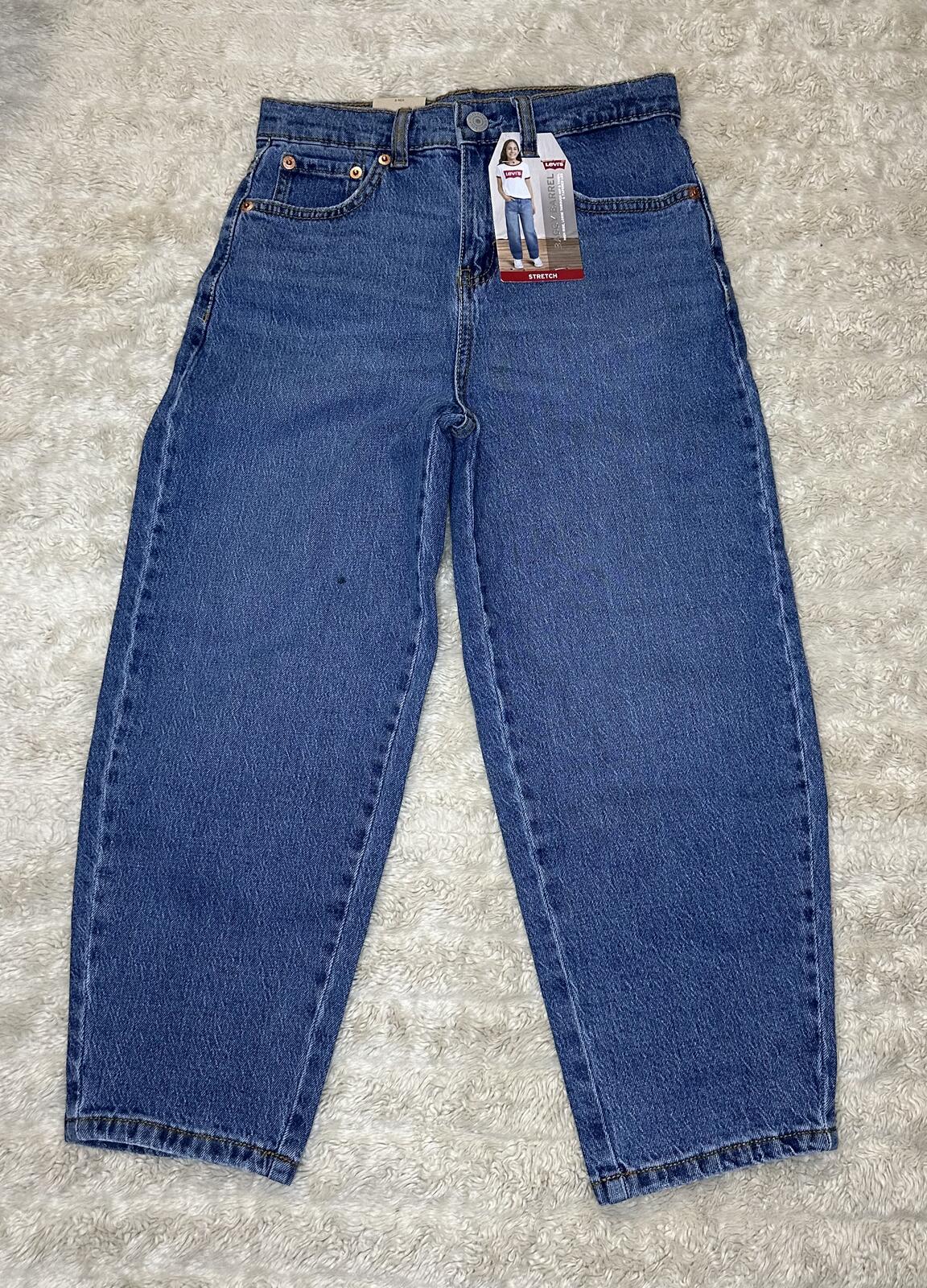 Levi's Baggy Barrel medium wash denim jeans Youth 8Reg high rise tapered leg