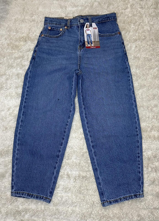 Levi's Baggy Barrel medium wash denim jeans Youth 8Reg high rise tapered leg