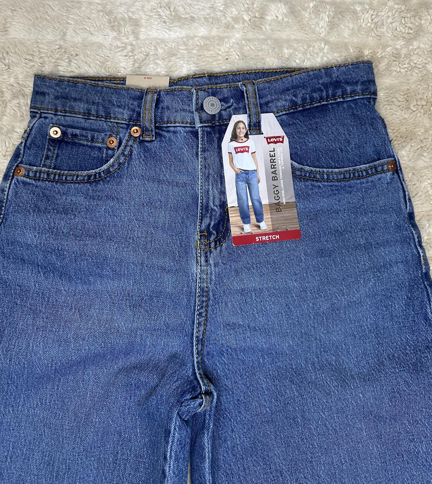 Levi's Baggy Barrel medium wash denim jeans Youth 8Reg high rise tapered leg