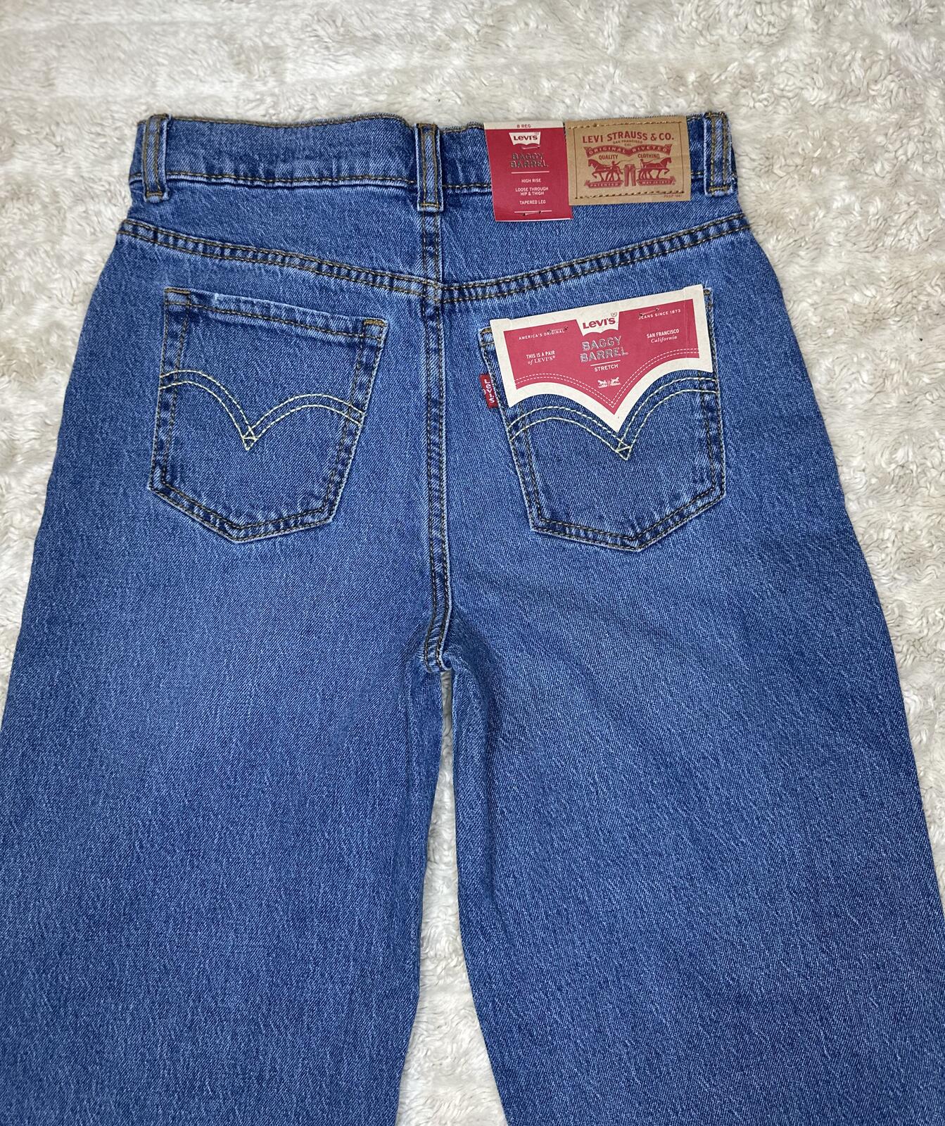 Levi's Baggy Barrel medium wash denim jeans Youth 8Reg high rise tapered leg