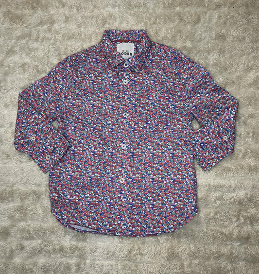 Mini Boden multicolored floral button-front long sleeve shirt 3-4Y cottagecore