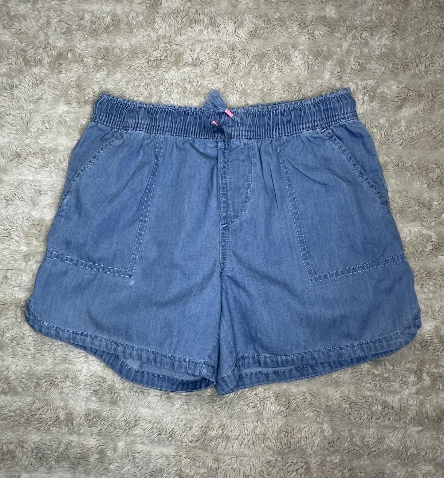 GAP Kids light wash chambray blue cotton drawstring shorts Large coastal