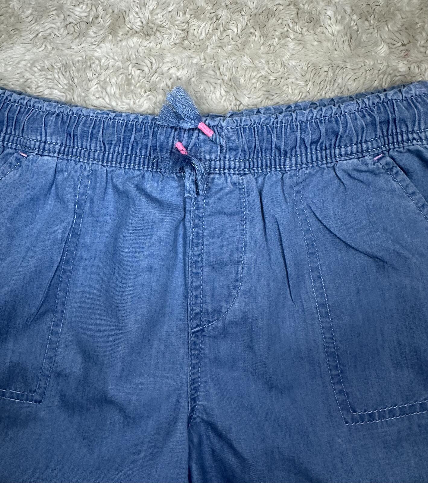 GAP Kids light wash chambray blue cotton drawstring shorts Large coastal