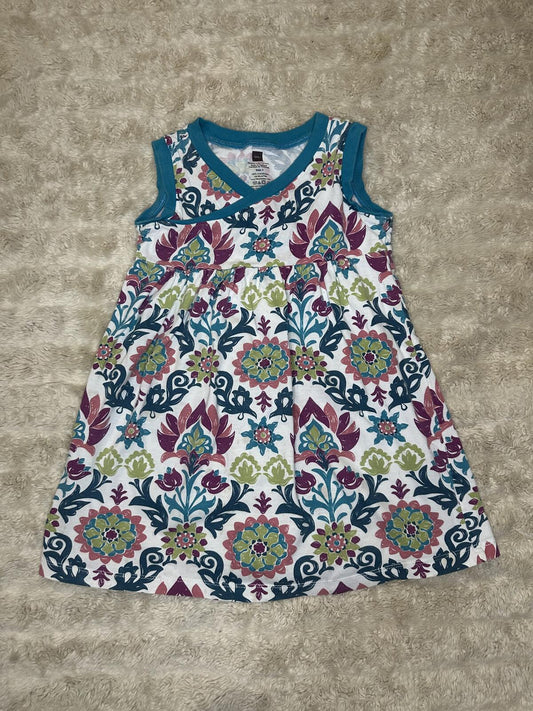 Tea Collection multicolored floral cotton sleeveless empire waist dress Size 4