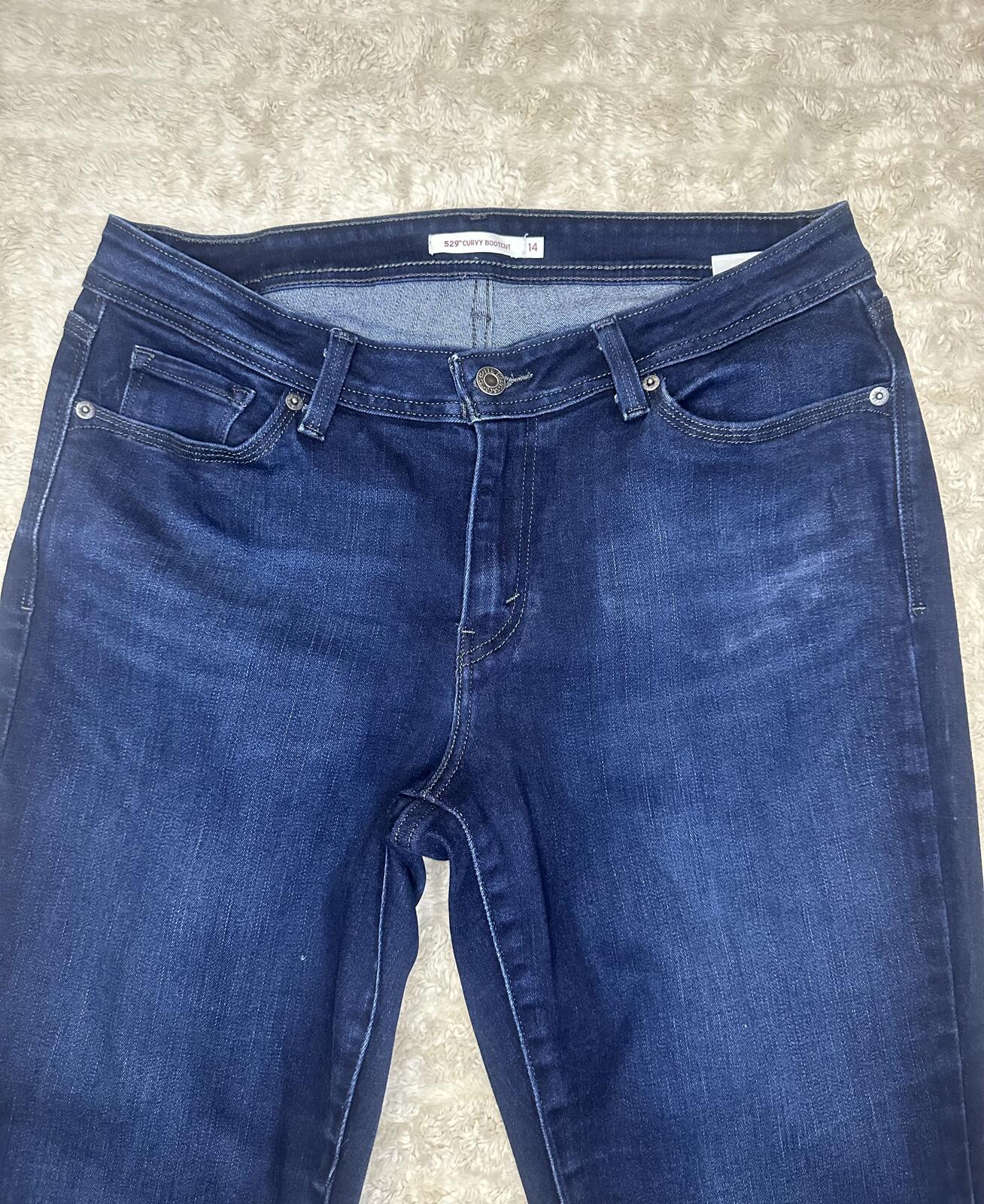 Levi's 529 Curvy Bootcut dark wash stretch denim jeans Size 14 coastal cowgirl