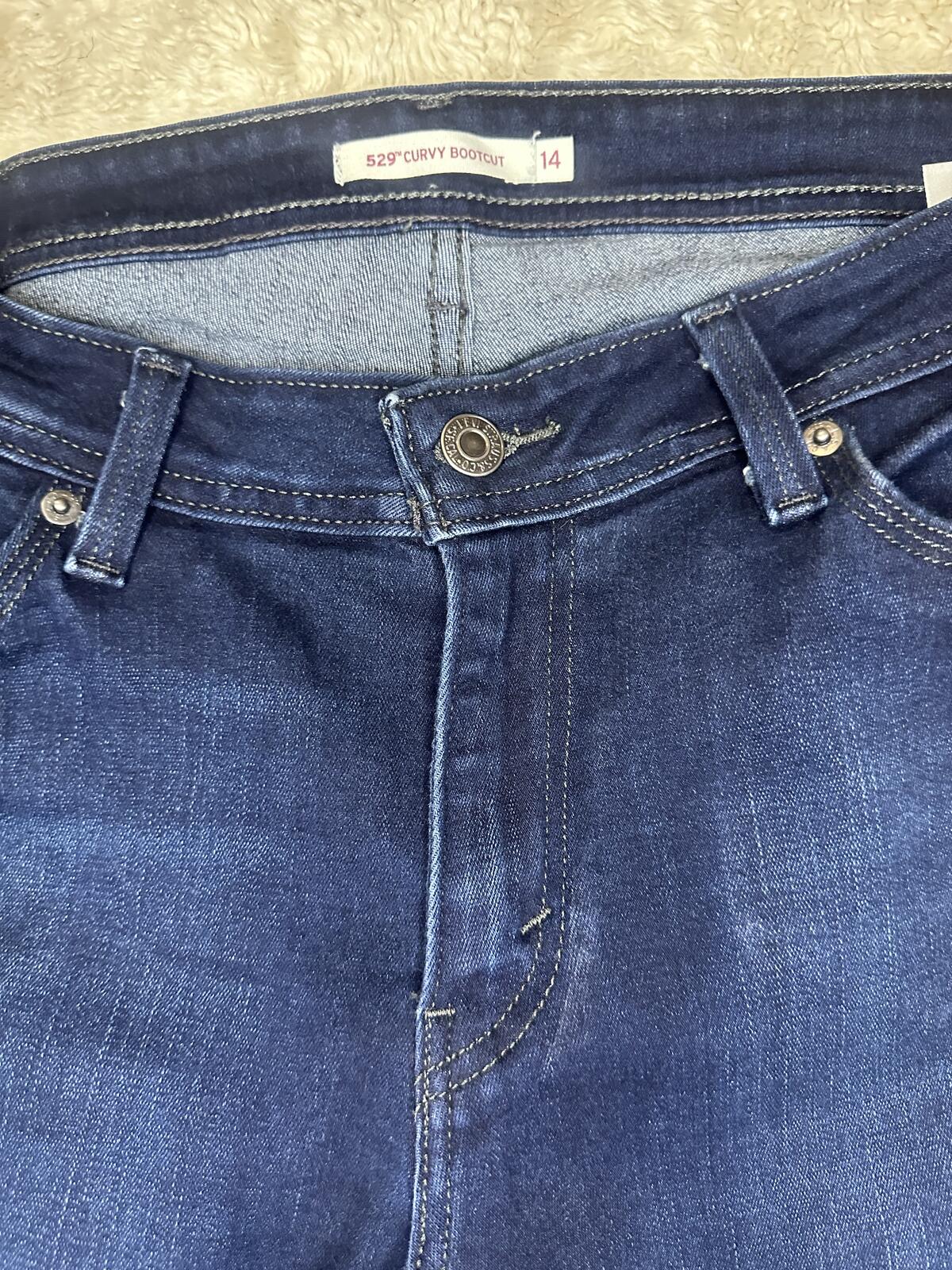 Levi's 529 Curvy Bootcut dark wash stretch denim jeans Size 14 coastal cowgirl