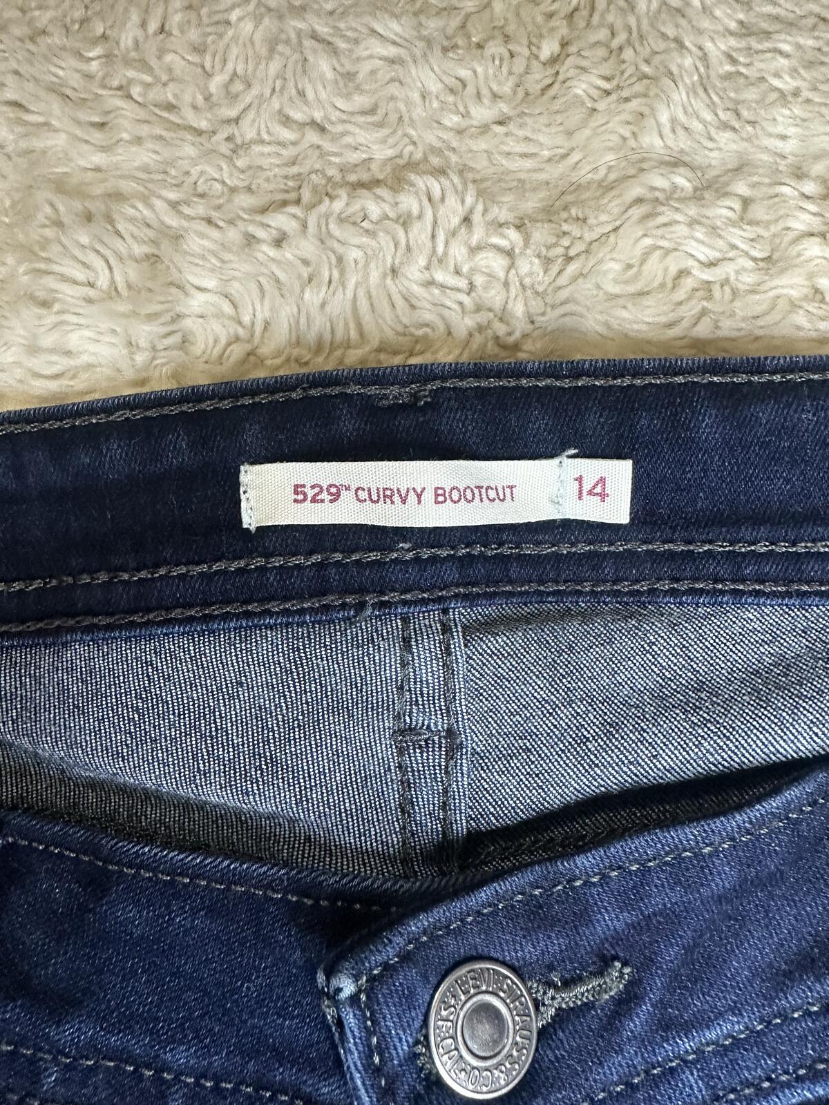 Levi's 529 Curvy Bootcut dark wash stretch denim jeans Size 14 coastal cowgirl