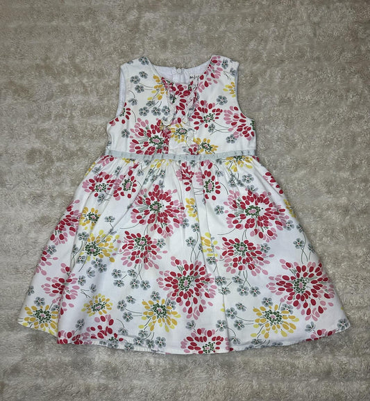 Mini Boden multicolored floral ruffled front sleeveless dress 3-4Y cottagecore