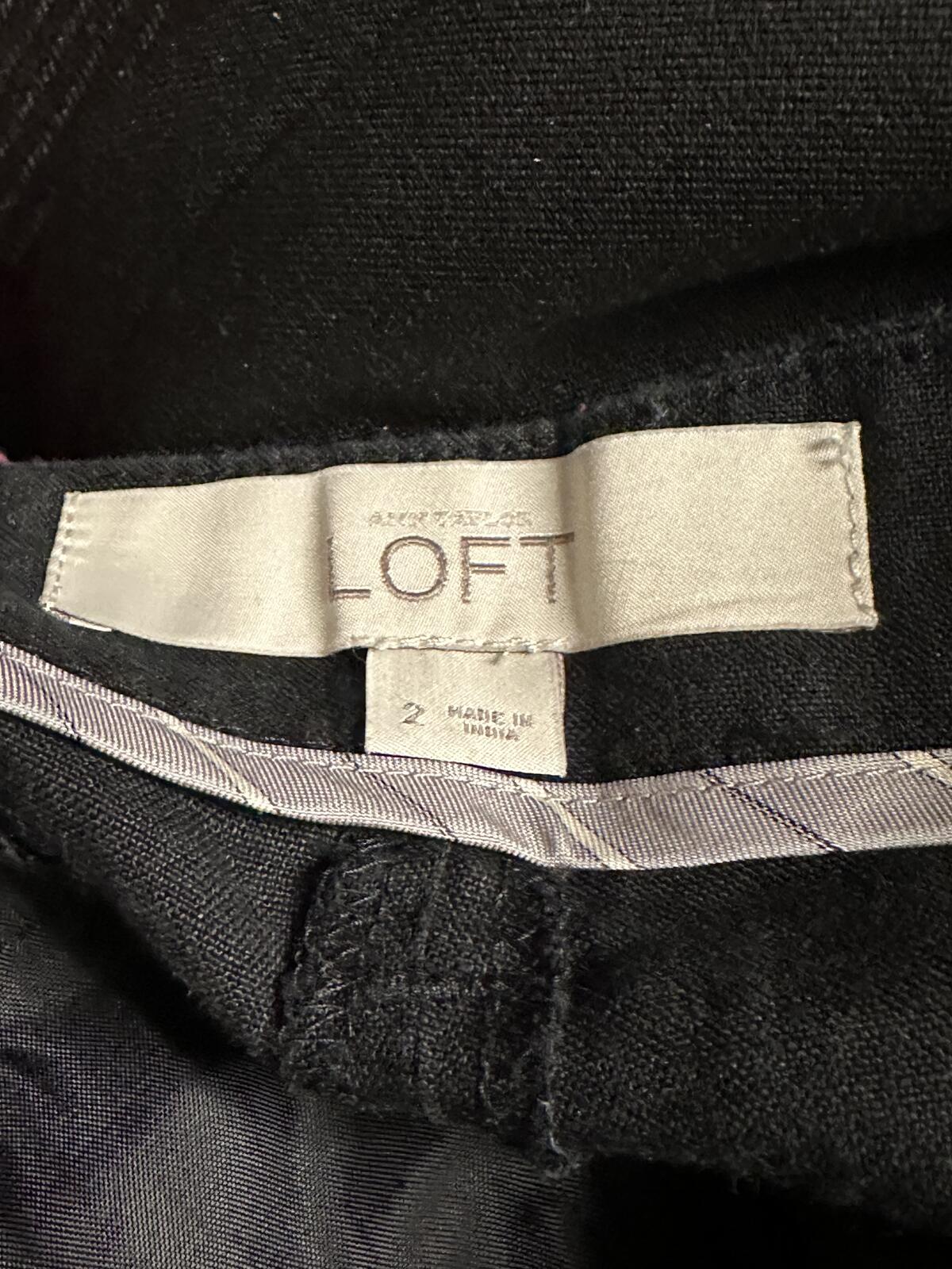 Ann Taylor LOFT black 100% linen tie-waist cuffed shorts Size 2 classic coastal