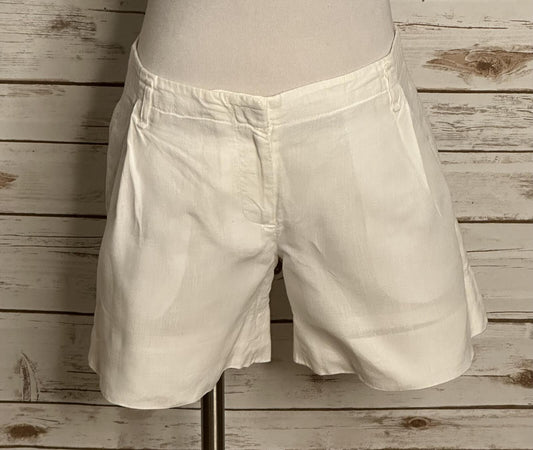 Ann Taylor LOFT white 100% linen tailored shorts Size 2 classic preppy coastal