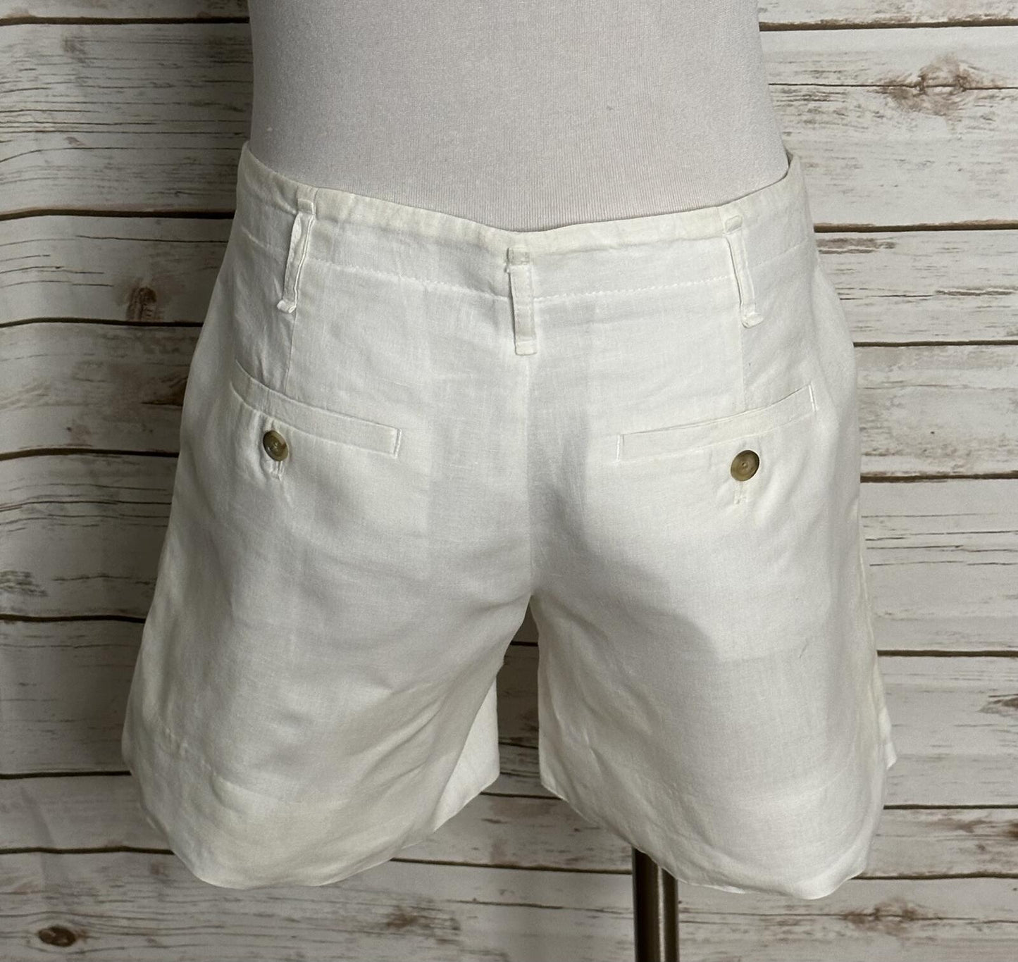 Ann Taylor LOFT white 100% linen tailored shorts Size 2 classic preppy coastal